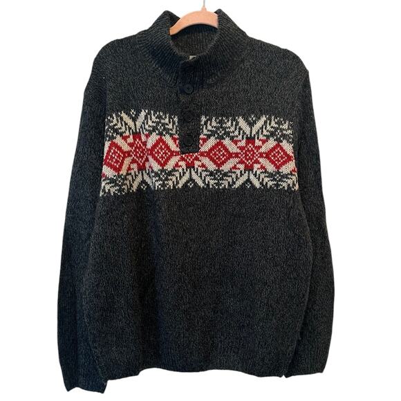 Oscar De Larenta Oversized 3/4 Button Pullover Oversized Fisherman Sweater XL - Picture 9 of 14